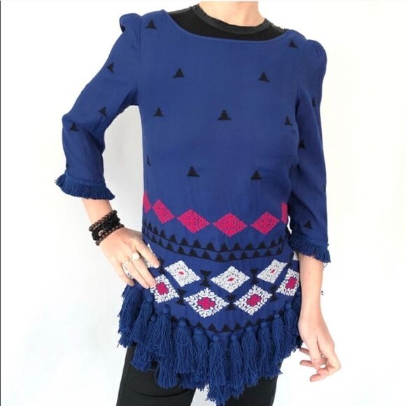 ANTHROPOLOGIE FLOREAT BAHIA BOHO EMBROIDERED TUNIC - Picture 3 of 6